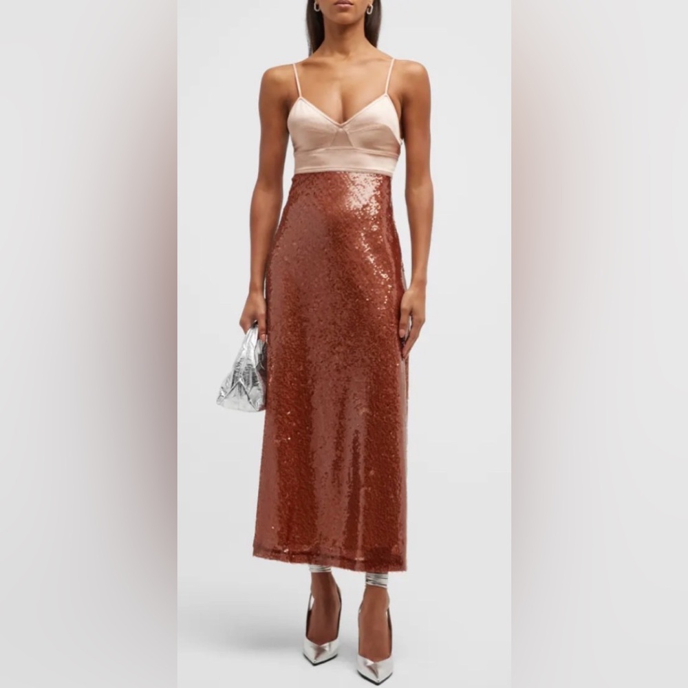 A.L.C. Gisele Cut-Out Sequin & Satin Midi Dress NWT 2 US